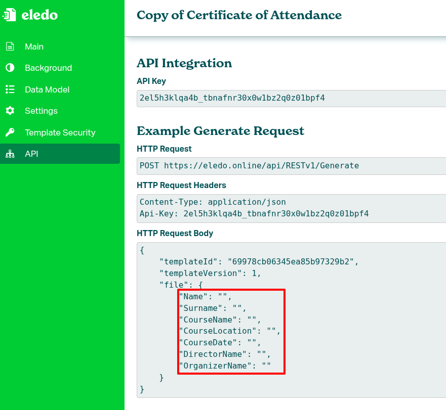 Certificate Template Data Model