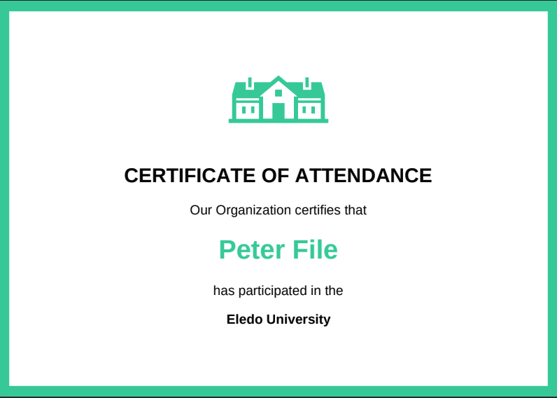 Eledo Certificate Example