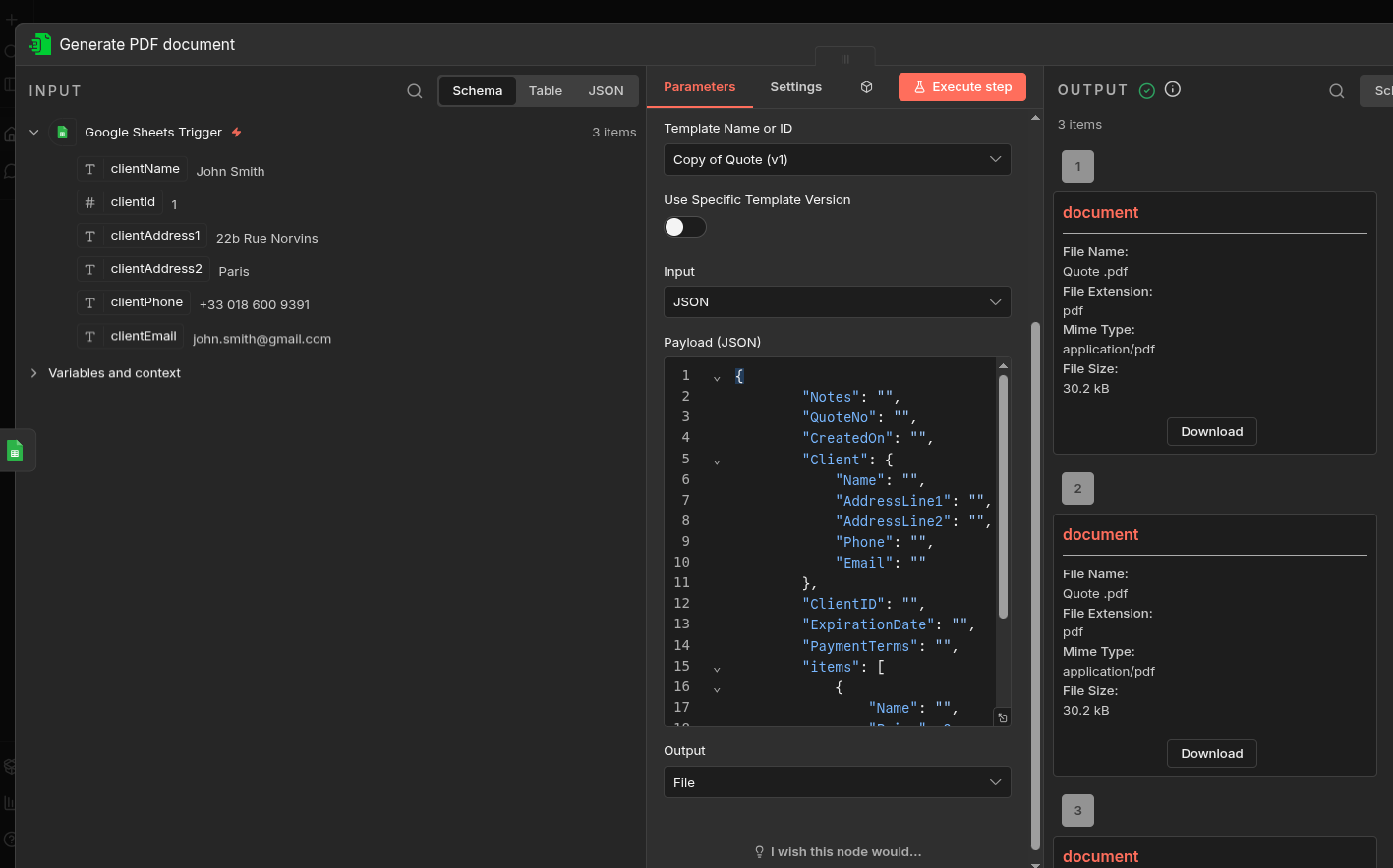 Empty JSON Template in Payload