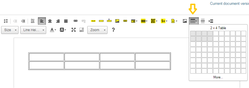 Empty table template