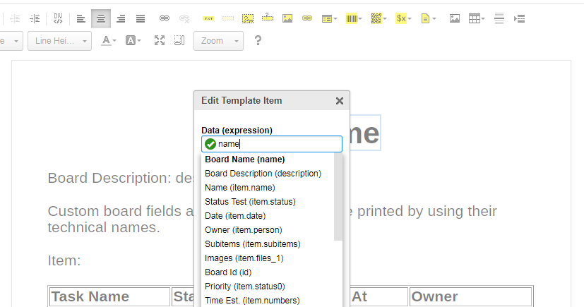 Expression builder suggestions