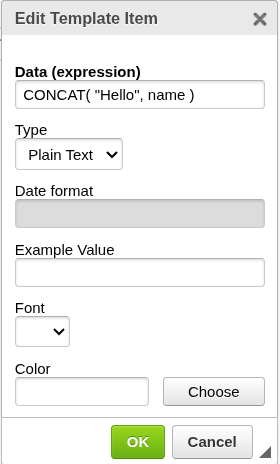 Formatting text using expression