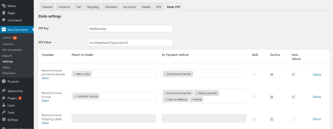 WooCommerce Plugin Settings