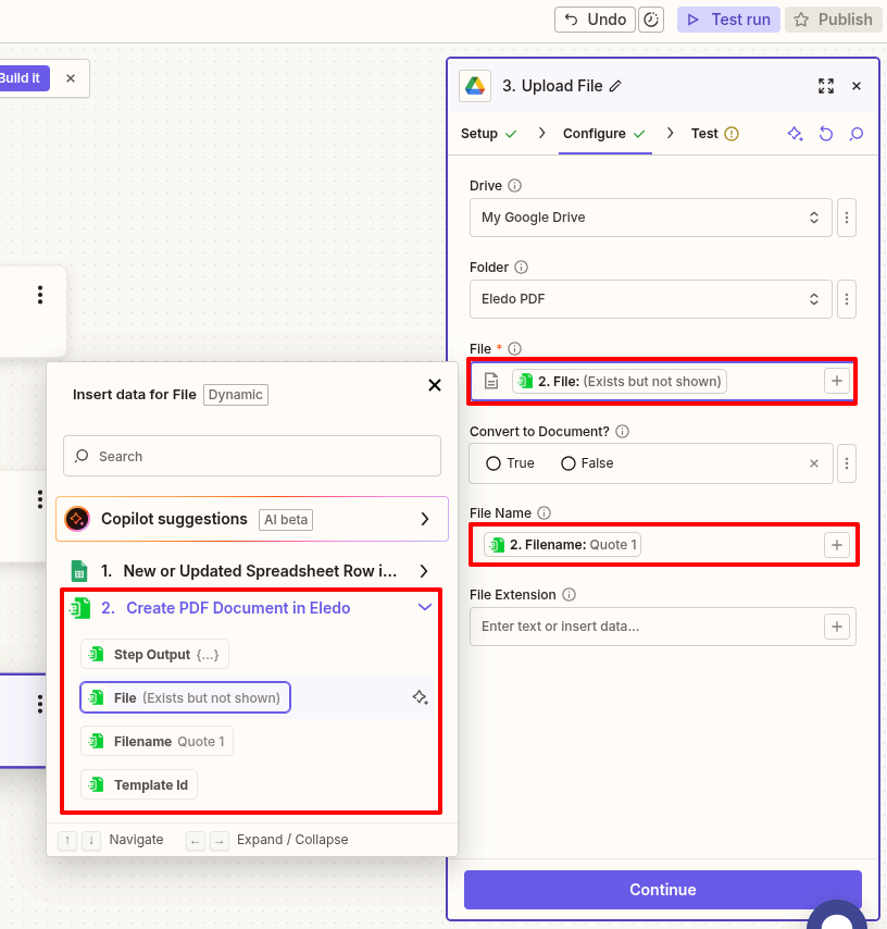 Bind file from Eledo in another app