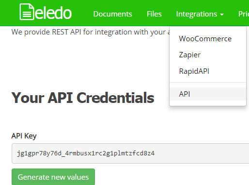 Eledo API key