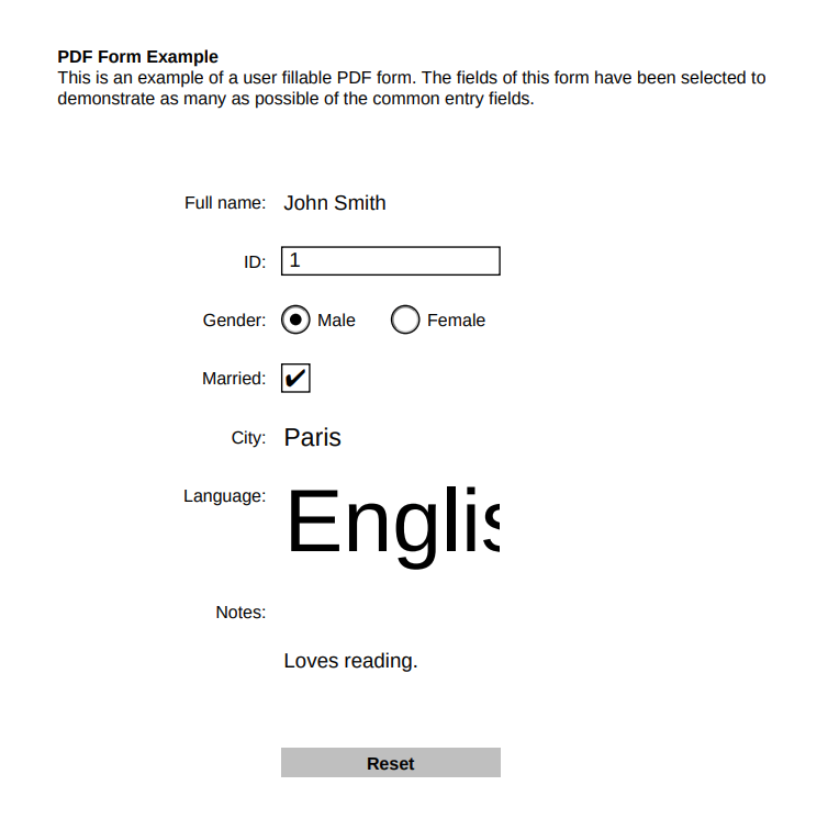 Eledo PDF Form Example