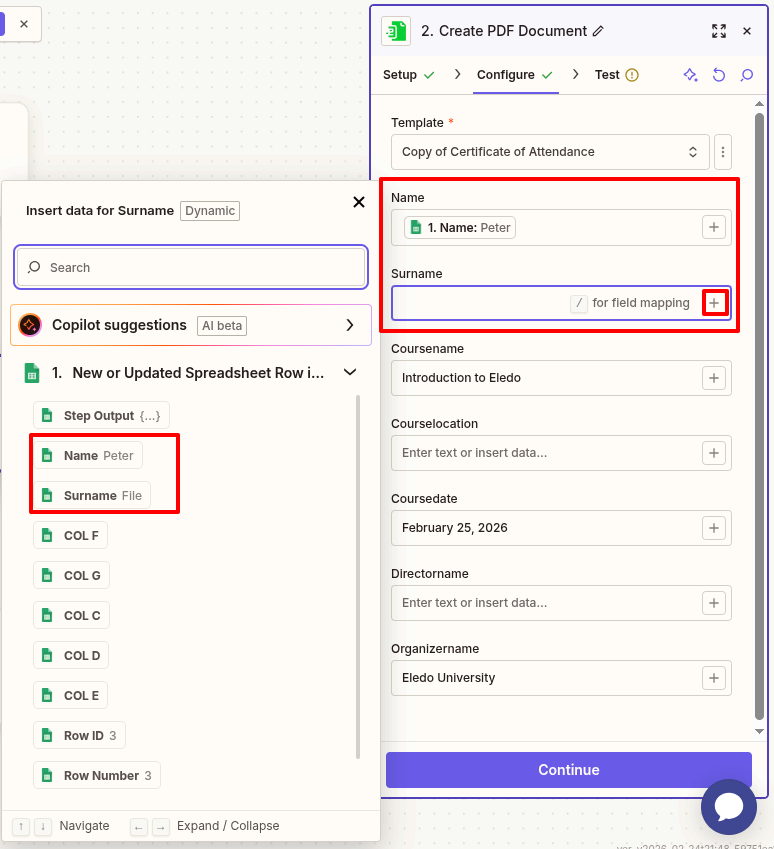 Dynamic Fields Configuration