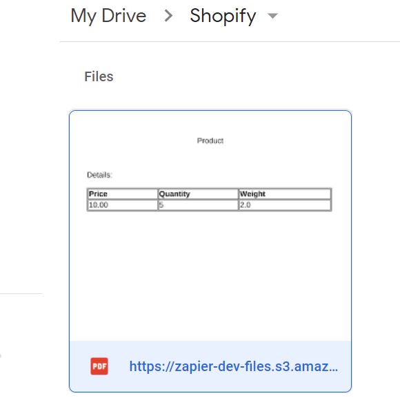 Result in Google Drive