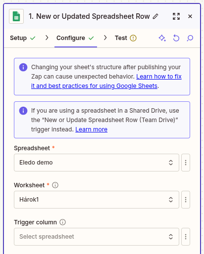Google Sheet Zapier