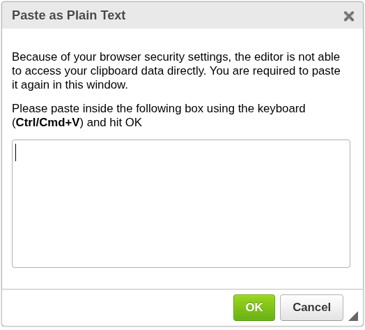 Paste dialog