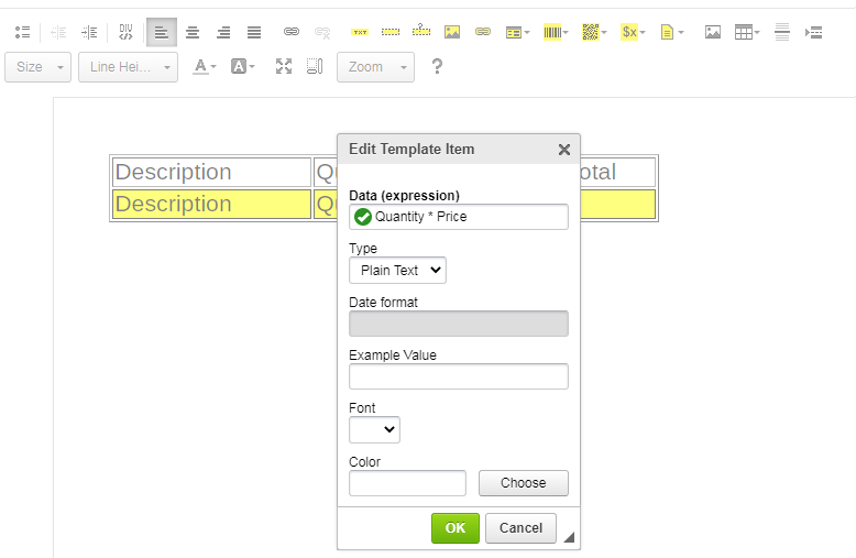 Table total expression