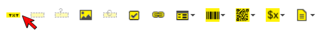 Text Box icon (TXT) in the top toolbar
